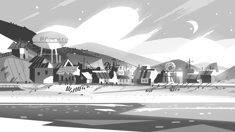 Beach City Concept art by Kevin Dart.